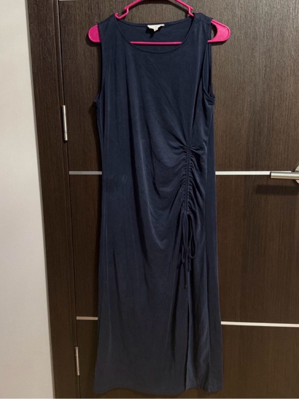 Lou & Grey Navy Sleeveless Ruched-Side Maxi Dress